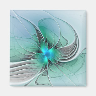 Abstract With Blue, Modern Fractal Art Magnet