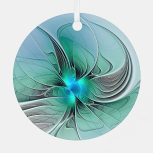 Abstract With Blue, Modern Fractal Art Metal Tree Decoration