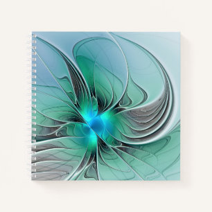 Abstract With Blue, Modern Fractal Art Notebook