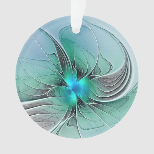 Abstract With Blue, Modern Fractal Art Ornament (Front)