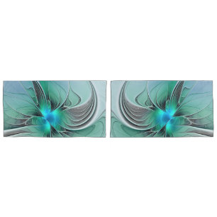 Abstract With Blue, Modern Fractal Art Pillowcase