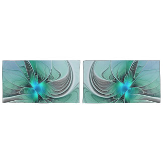 Abstract With Blue, Modern Fractal Art Pillowcase