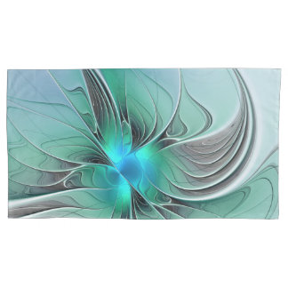 Abstract With Blue, Modern Fractal Art Pillowcase