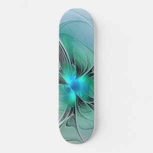 Abstract With Blue, Modern Fractal Art Skateboard