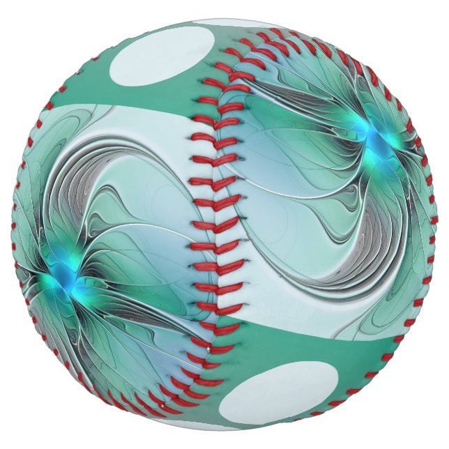 Abstract With Blue, Modern Fractal Art Softball (Angled)