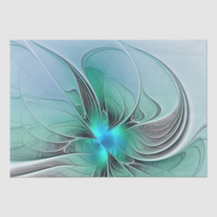 Abstract With Blue, Modern Fractal Art Tissue Paper