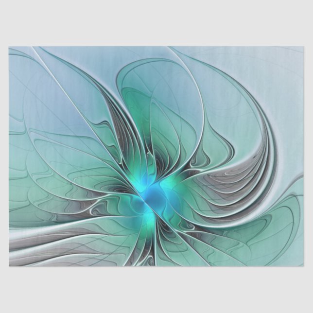 Abstract With Blue, Modern Fractal Art Tissue Paper (Front)