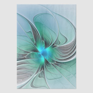 Abstract With Blue, Modern Fractal Art Tissue Paper