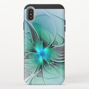 Abstract With Blue, Modern Fractal Art iPhone XS Max Slider Case