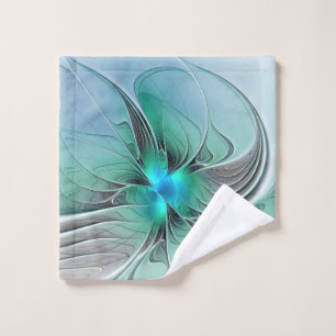 Abstract With Blue, Modern Fractal Art Wash Cloth