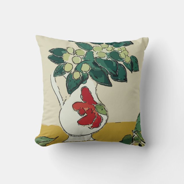 Abstract With Tropical Ivy Flowers Cushion (Front)