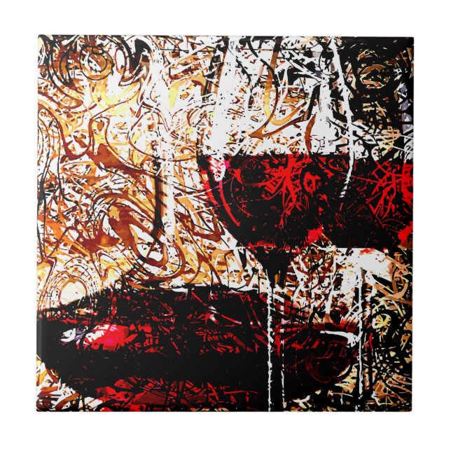 Abstract with Wine Ceramic Tile (Front)