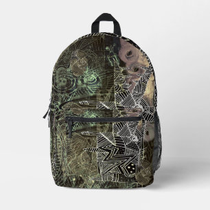 abstract with wolf printed backpack