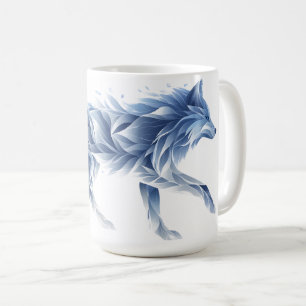 Abstract Wolf Art: Geometric Animal Illustration Coffee Mug