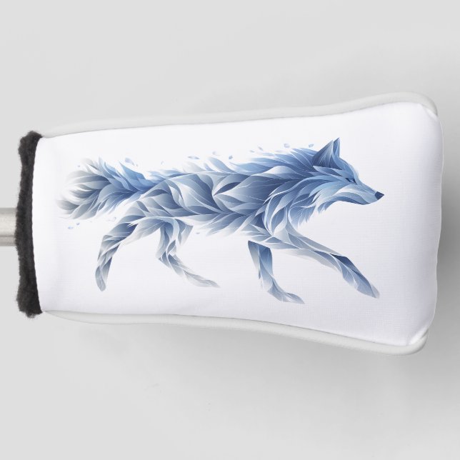 Abstract Wolf Art: Geometric Animal Illustration Golf Head Cover (Front)
