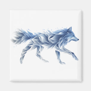 Abstract Wolf Art: Geometric Animal Illustration Magnet