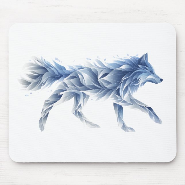 Abstract Wolf Art: Geometric Animal Illustration Mouse Pad (Front)