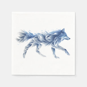 Abstract Wolf Art: Geometric Animal Illustration Napkin
