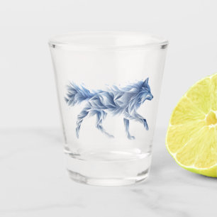 Abstract Wolf Art: Geometric Animal Illustration Shot Glass