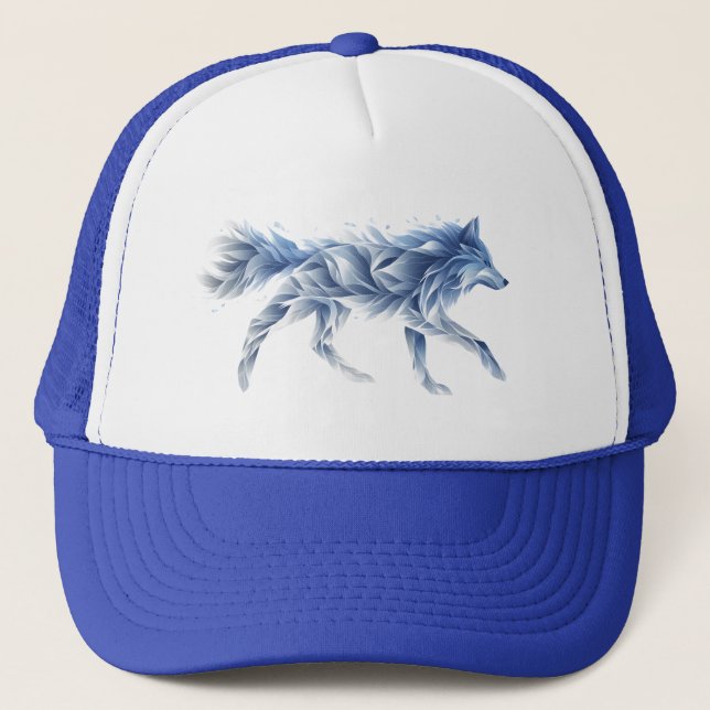 Abstract Wolf Art: Geometric Animal Illustration Trucker Hat (Front)