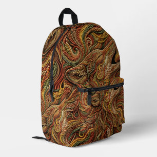 Abstract Wolf Head Earth Tone Thread Backpack