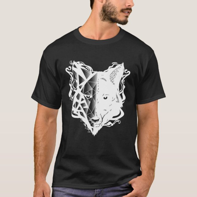 Abstract Wolf Head Geometric T-Shirt (Front)