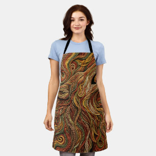 Abstract Wolf Head Silhouette Earth Tone Apron