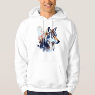 Abstract Wolf Head Watercolor Painting Hoodie