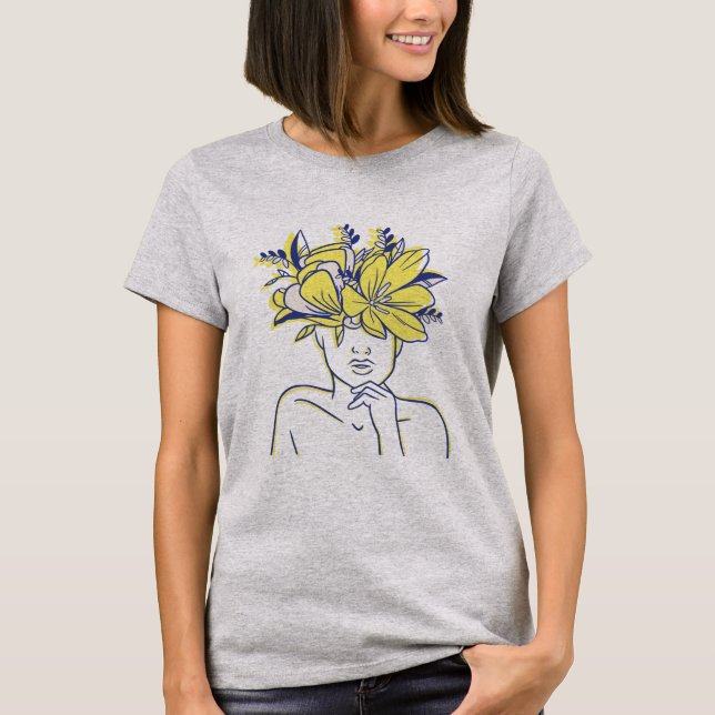 Abstract Woman and Flowers T-Shirt (Front)