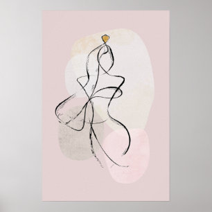 Abstract Woman Art, One Line Sketch  Poster