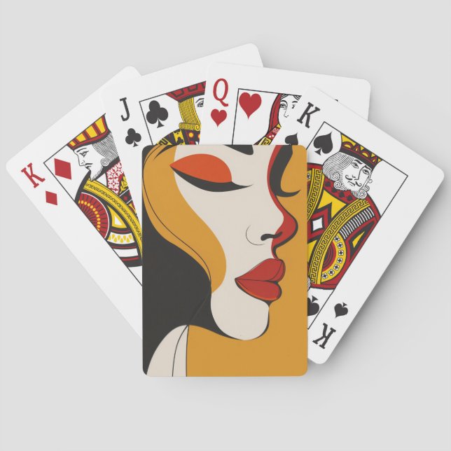 Abstract woman face art playing cards (Back)