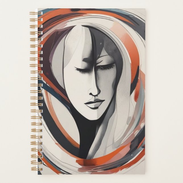 Abstract woman face brown blue planner  (Front)
