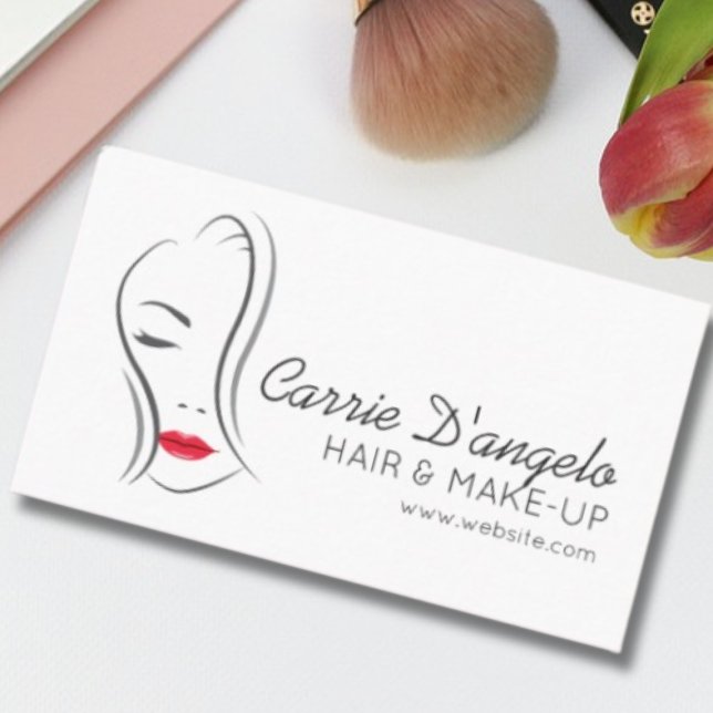 Abstract woman face for hair and make-up business card (Hair and make-up profession business card)