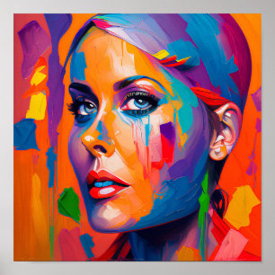 Abstract Woman Face Painting Poster