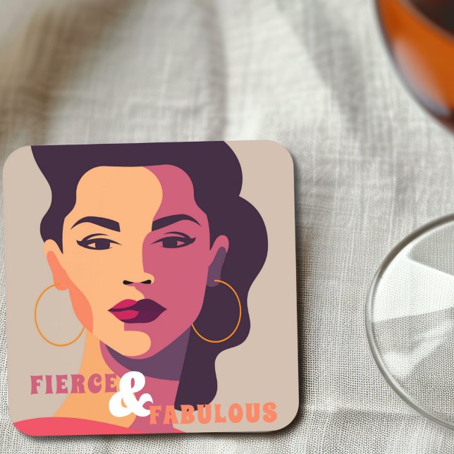 Abstract Woman FIERCE & FABULOUS Modern  Coaster (Creator Uploaded)