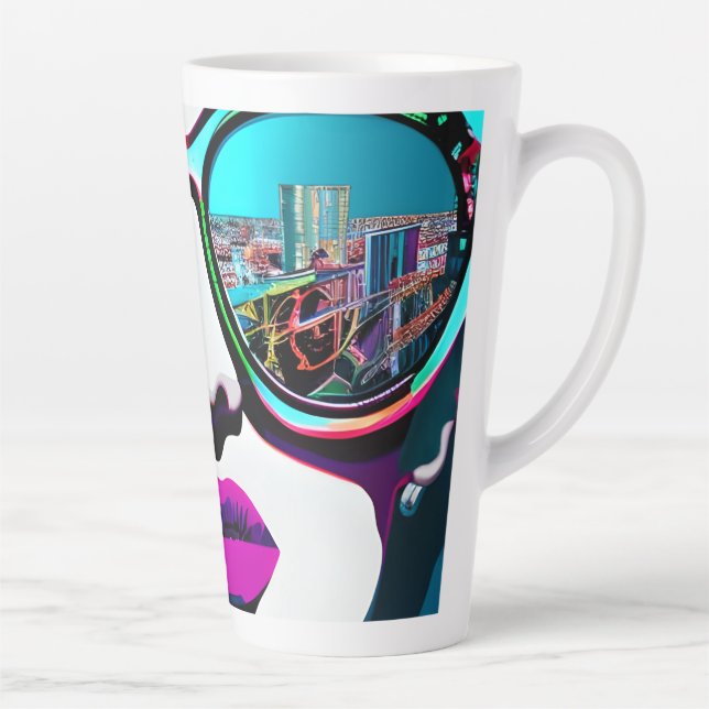 Abstract Woman in Sunglasses City Reflection Latte Mug (Right)