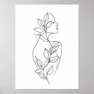 Abstract Woman Line Art Botanical Minimalist Neu Poster