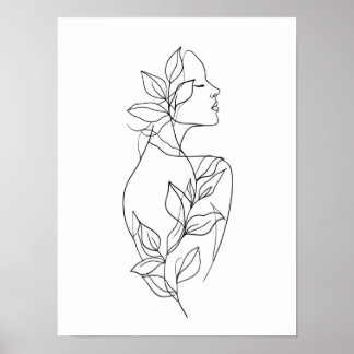 Abstract Woman Line Art | Botanical Minimalist Neu Poster