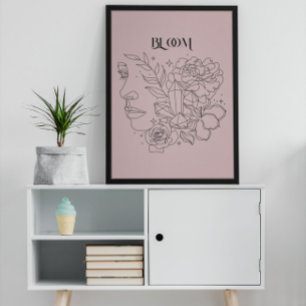 Abstract Woman Line Art, Earthy Tones Poster