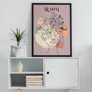 Abstract Woman Line Art, Earthy Tones Poster