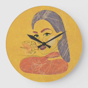 Abstract Woman: Minimalist Line Portrait Large Clock
