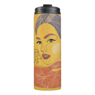 Abstract Woman: Minimalist Line Portrait Thermal Tumbler