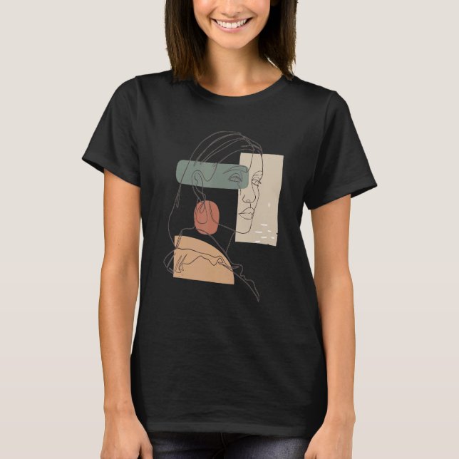 Abstract Woman Modern Minimalist Abstract Line Art T-Shirt (Front)