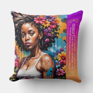 Abstract Woman of Faith Proverbs 31 30 Cushion