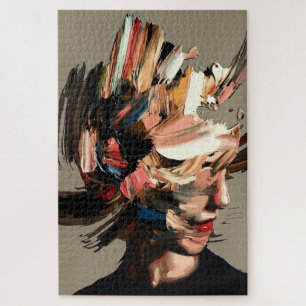 Abstract Woman Portrait Colourful Brushstroke Expr Jigsaw Puzzle
