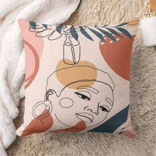 Abstract Woman Portrait Line Art Cushion