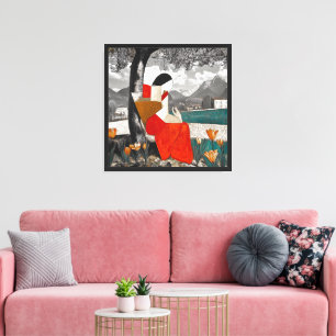 Abstract Woman Reading Canvas Print