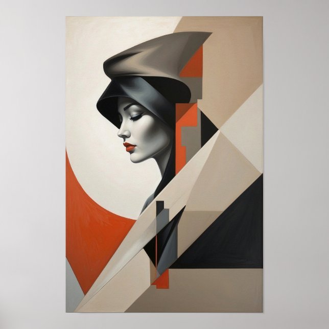 Abstract Woman’s Portrait - Geometric Modern Art Poster (Front)