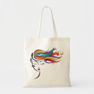 Abstract Woman with Colourful Flowing Hair Art Tote Bag