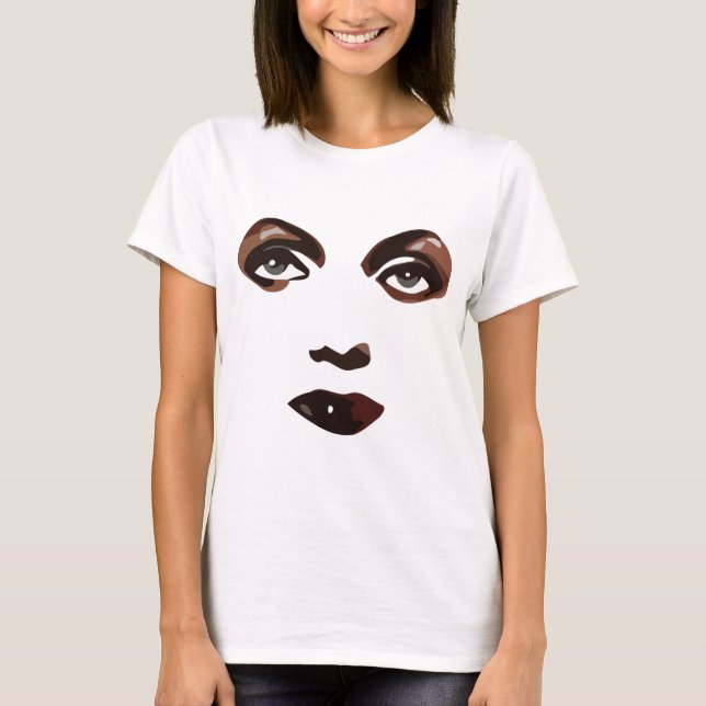 Abstract Womans Face Eyes Lips Makeup Art T-Shirt (Front)